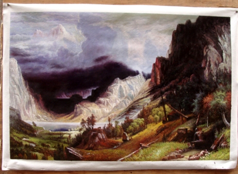 Storm in the Rocky Mountains Bierstadt painting